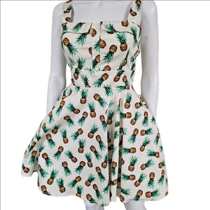 IXIA Fold Over Pinup Pineapple Fit And Flare Mini Dress Size M